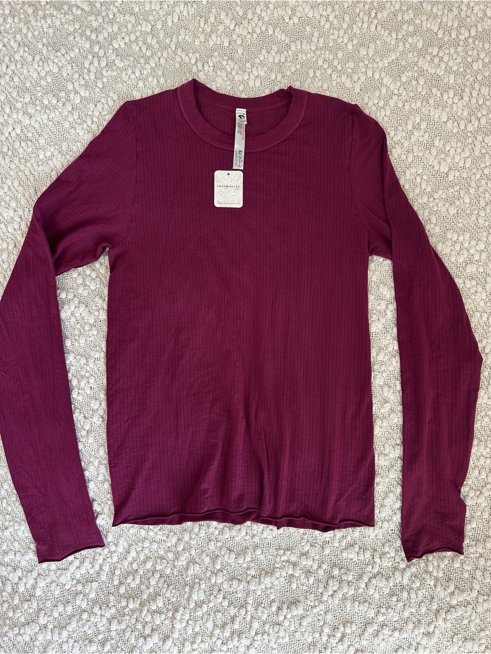 Intimately Free People So Soft Seamless Long Sleeve Top NWT Wine Dionysus L/XL
